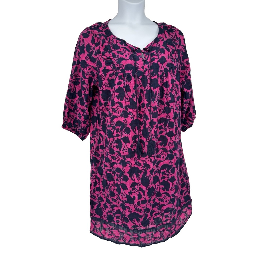 Studio‎ Park Cotton Dress Pink Blue Cottagecore Beachy cover up peasant boho L